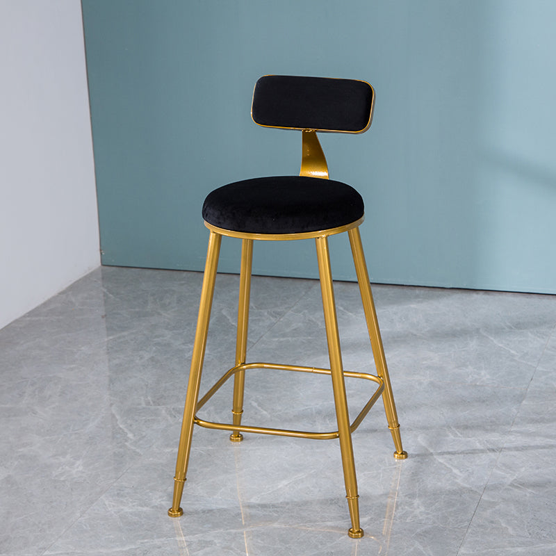 Taburete de bar de estilo escandinavo con patas de metal, asiento redondo, silla para mostrador para cocina