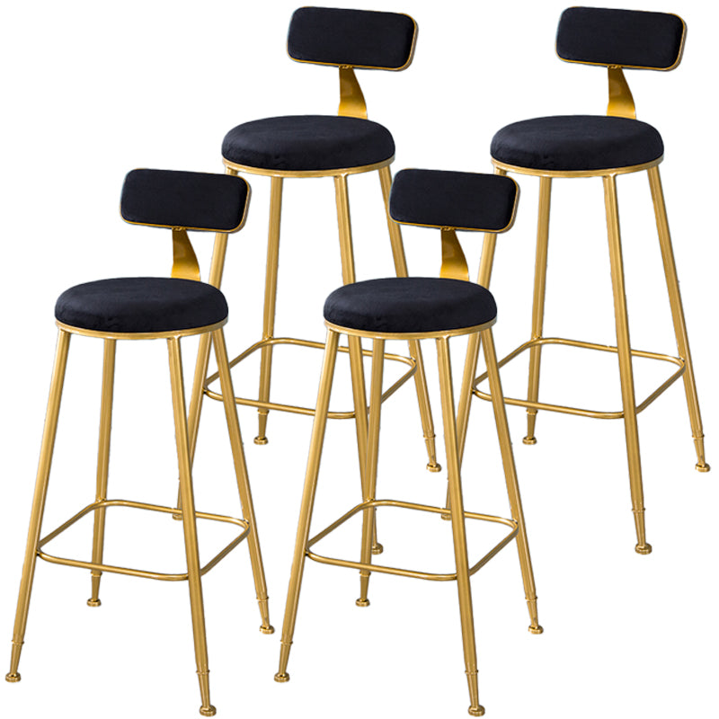 Taburete de bar de estilo escandinavo con patas de metal, asiento redondo, silla para mostrador para cocina