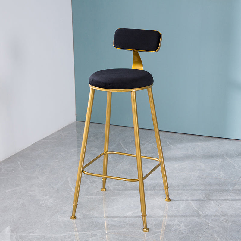 Taburete de bar de estilo escandinavo con patas de metal, asiento redondo, silla para mostrador para cocina