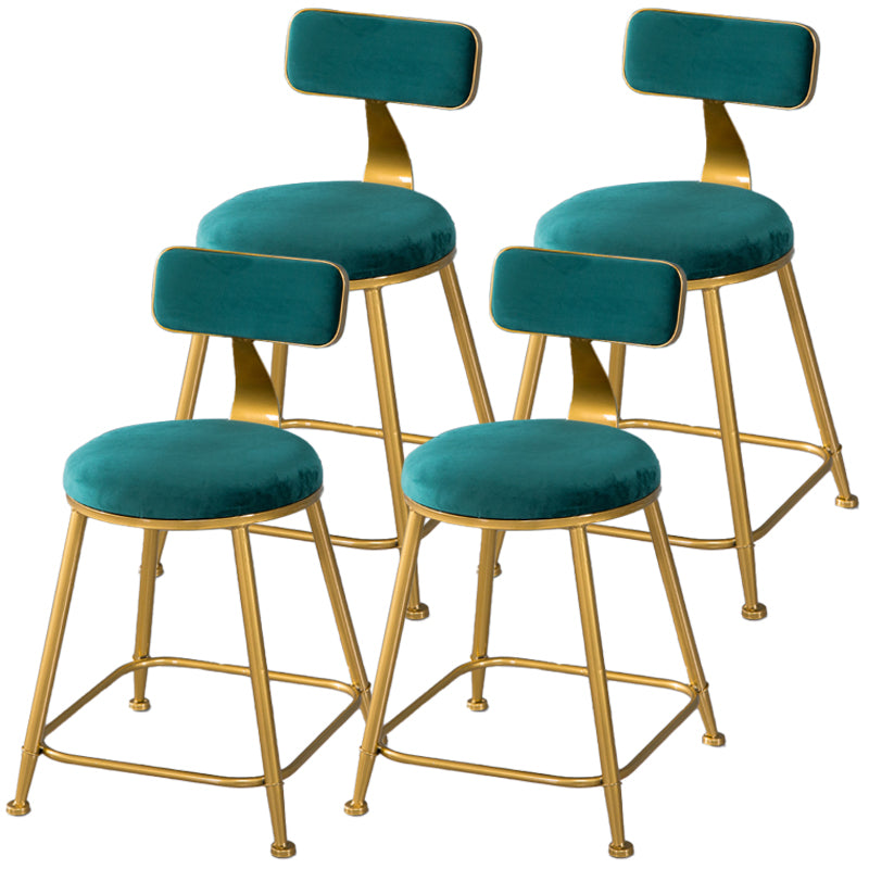 Taburete de bar de estilo escandinavo con patas de metal, asiento redondo, silla para mostrador para cocina
