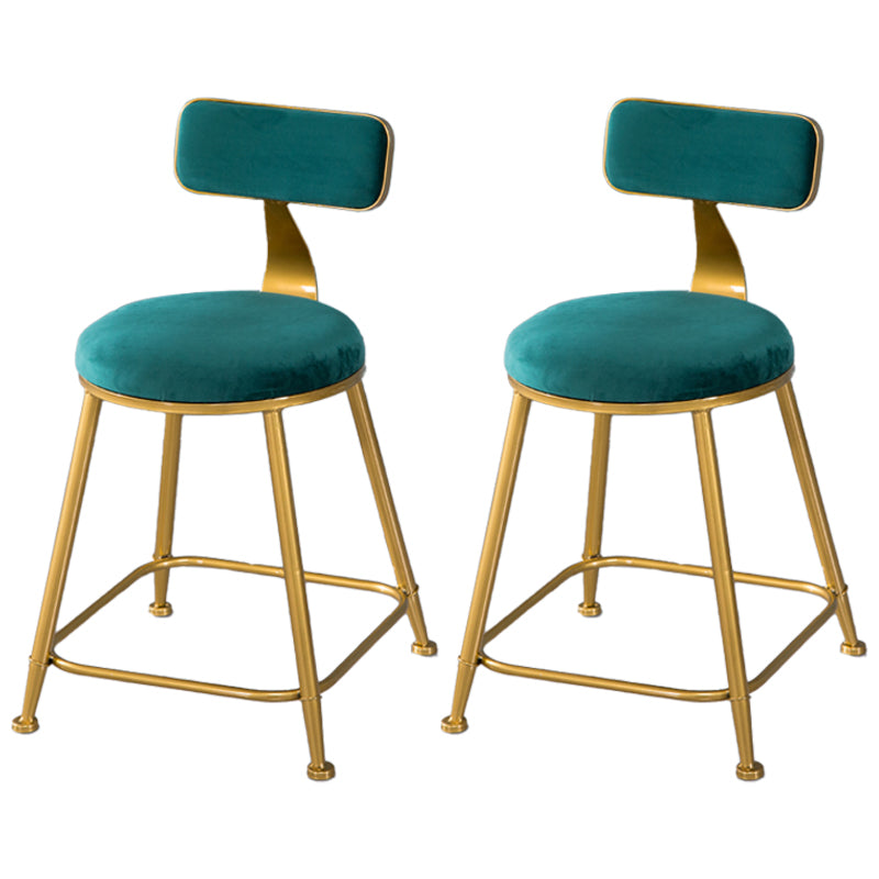 Taburete de bar de estilo escandinavo con patas de metal, asiento redondo, silla para mostrador para cocina