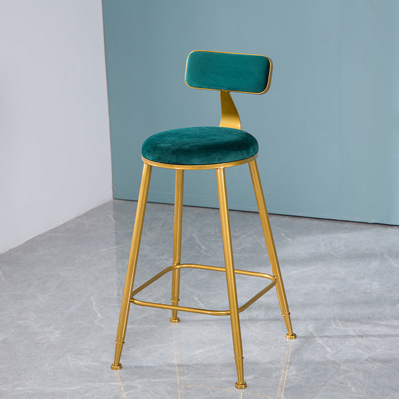 Taburete de bar de estilo escandinavo con patas de metal, asiento redondo, silla para mostrador para cocina