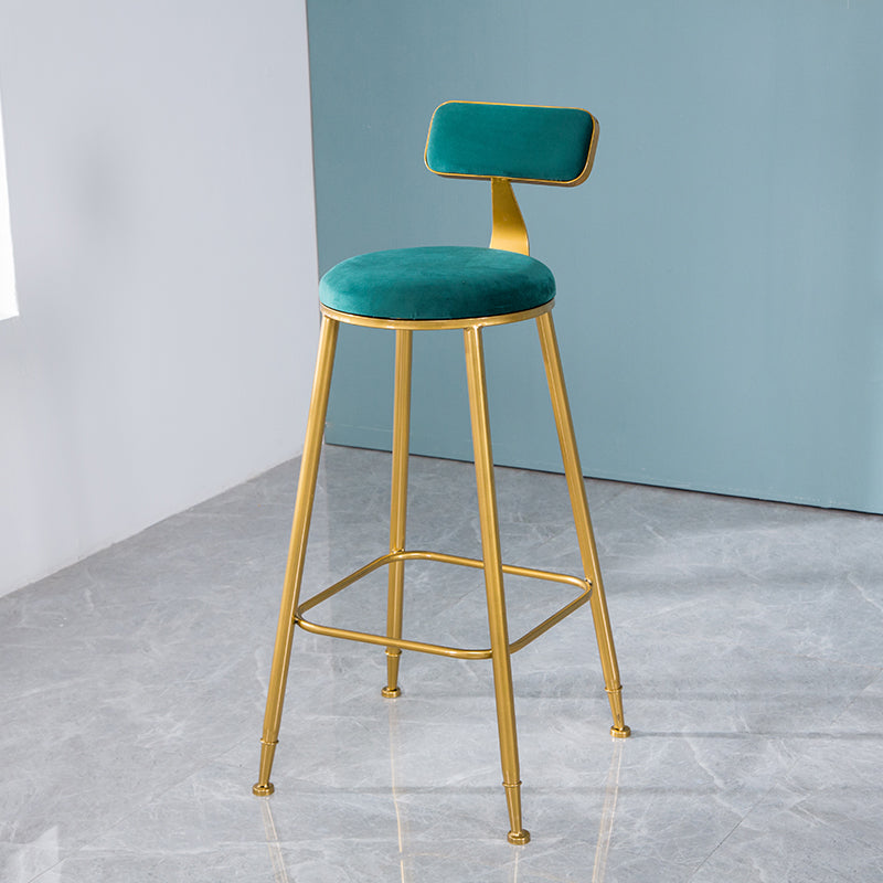 Taburete de bar de estilo escandinavo con patas de metal, asiento redondo, silla para mostrador para cocina