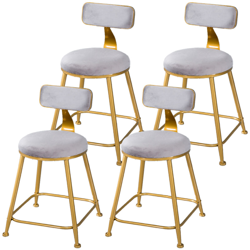 Taburete de bar de estilo escandinavo con patas de metal, asiento redondo, silla para mostrador para cocina