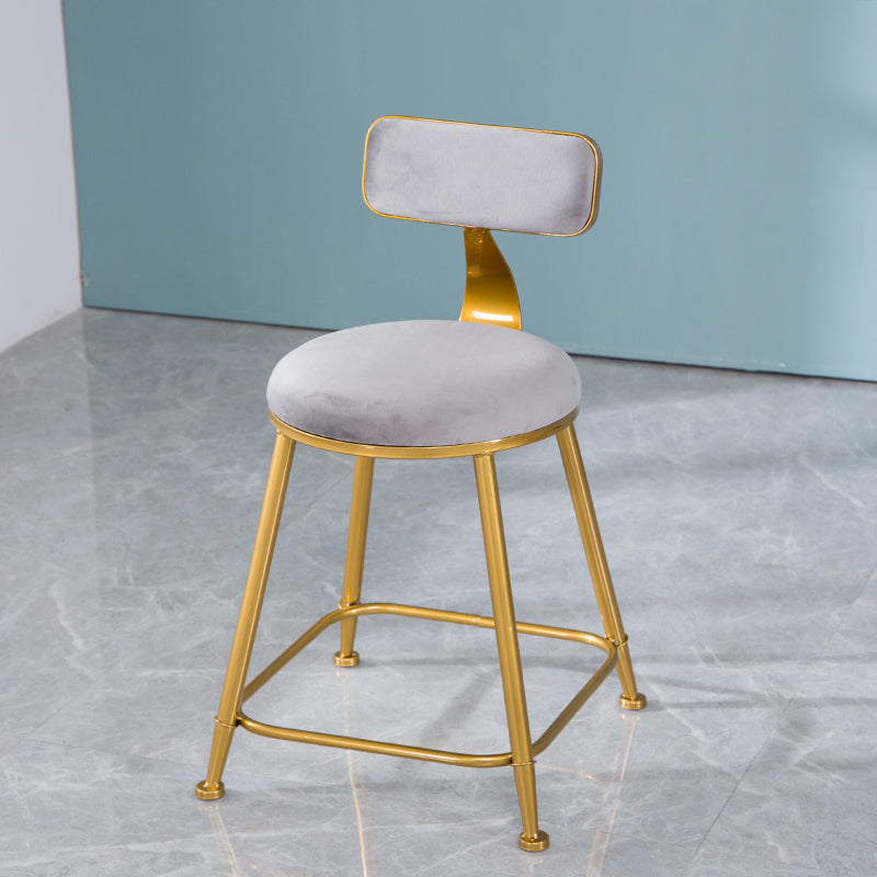 Taburete de bar de estilo escandinavo con patas de metal, asiento redondo, silla para mostrador para cocina