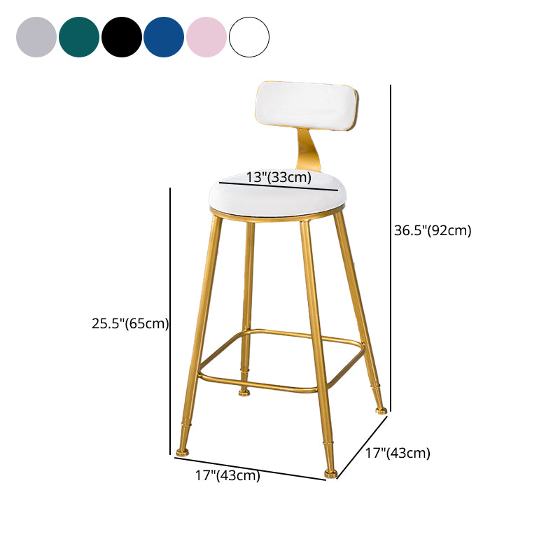 Taburete de bar de estilo escandinavo con patas de metal, asiento redondo, silla para mostrador para cocina