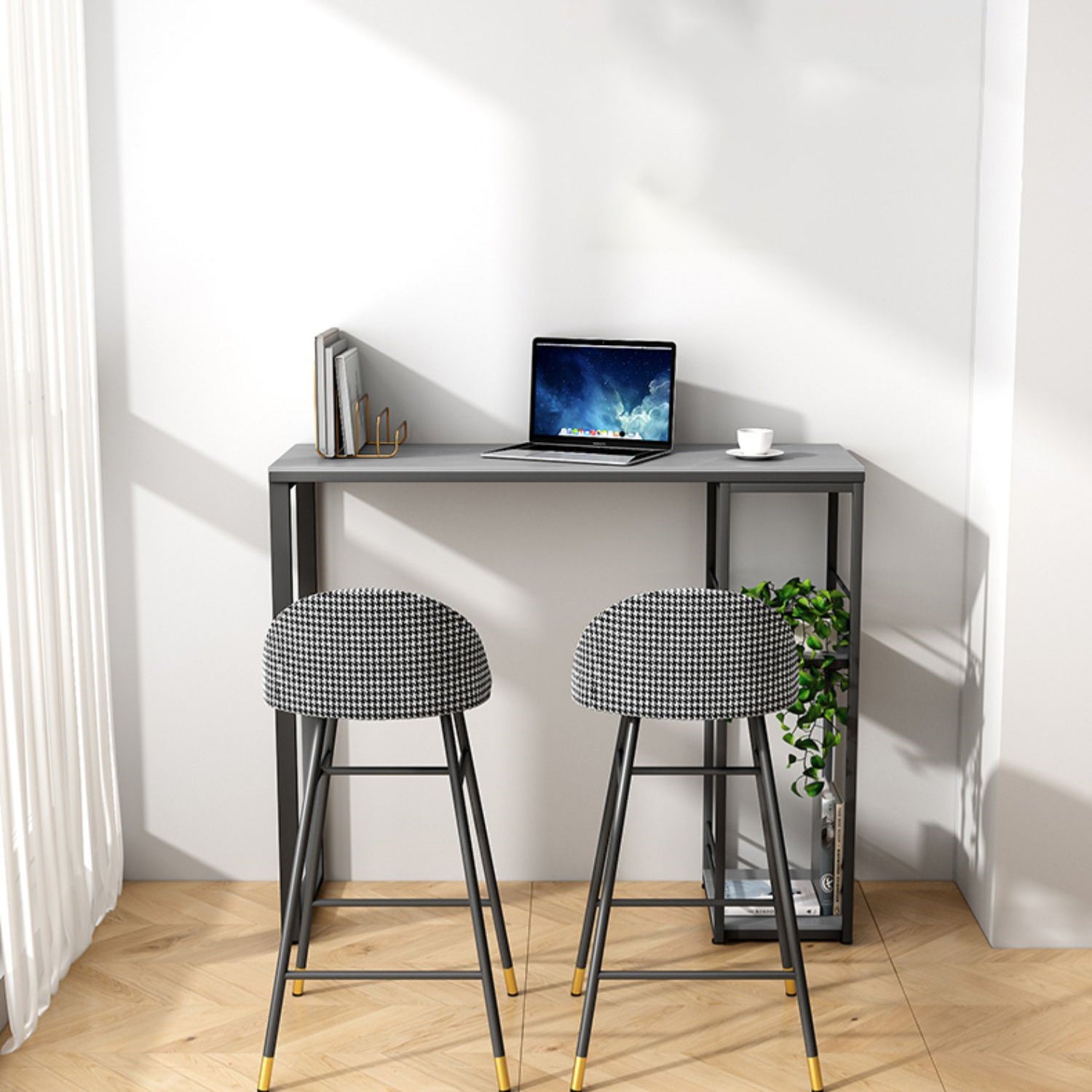 Stone Top Industrial Style Counter Table 42-inch Height Table for Balcony