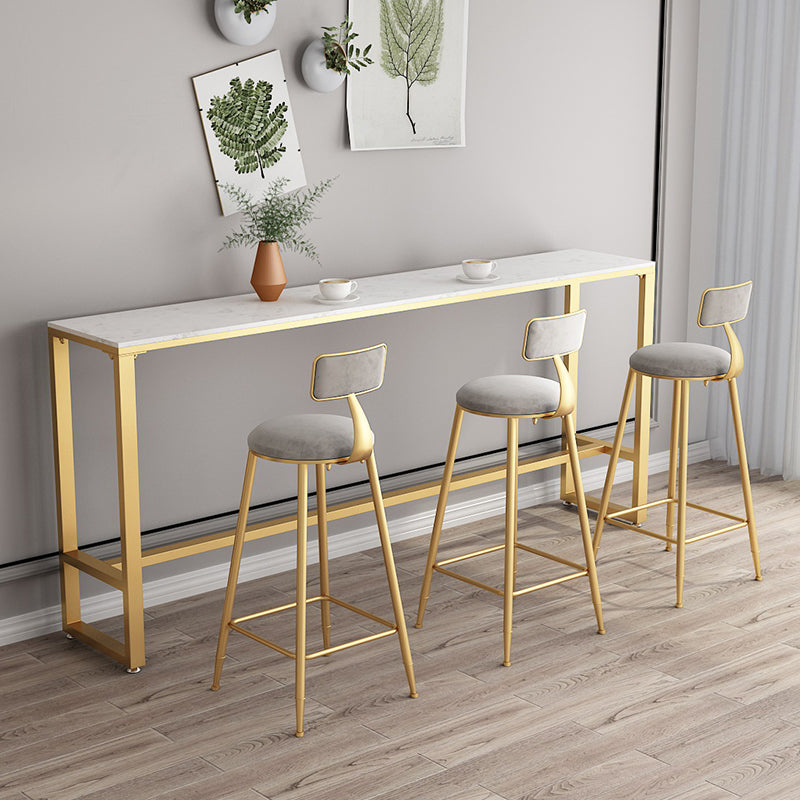 42-inch Height Cocktail Bar Table Glam Style Stone Top Bar Table for Living Room