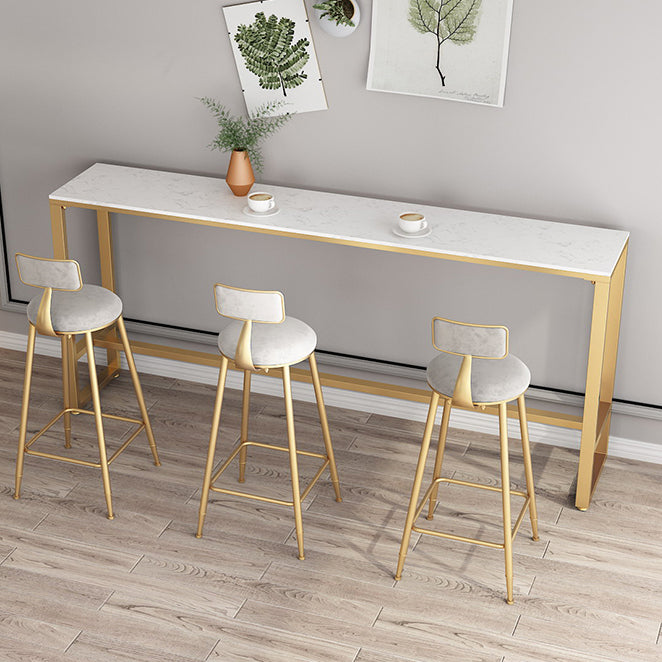 42-inch Height Cocktail Bar Table Glam Style Stone Top Bar Table for Living Room