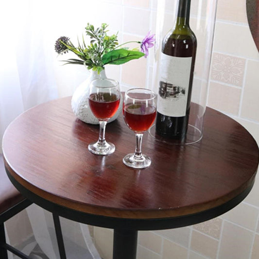 Tavolo da bar in ferro nero in stile industriale tavolo da bistro in legno marrone per caffè