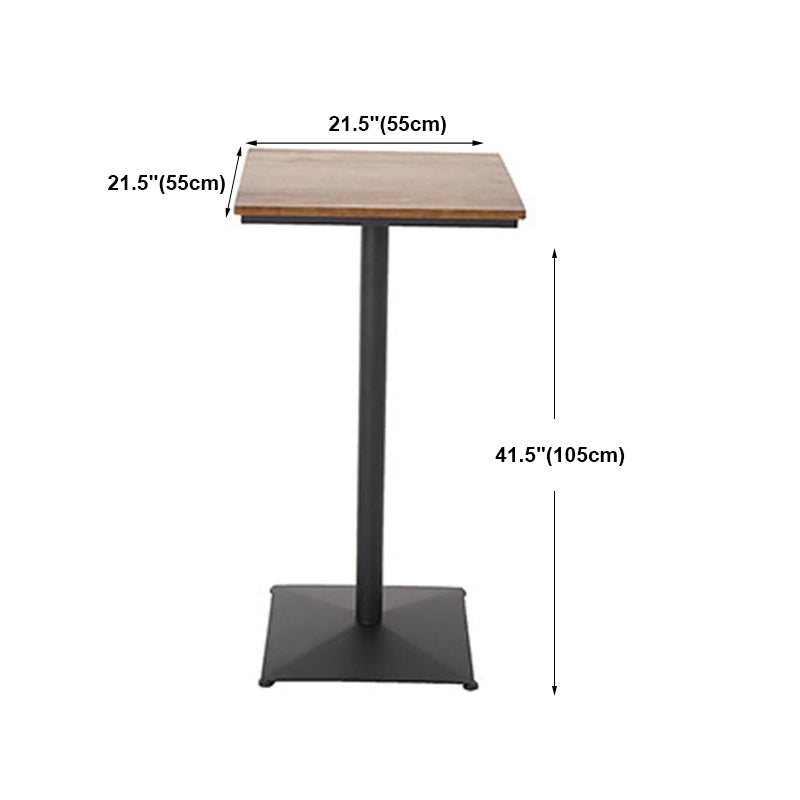 Wood Top Cocktail Bar Table Industrial Style Metal Base Bar Height Table for Coffee Shop