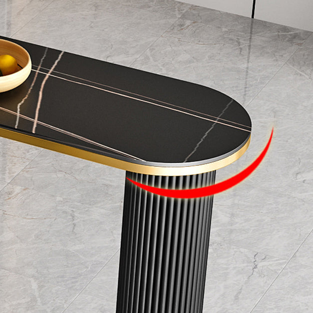 Industrial Bar Table Stone Top Pub Table with Iron Base for Dining Room