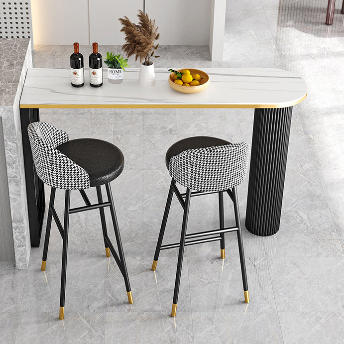 Industrial Bar Table Stone Top Pub Table with Iron Base for Dining Room