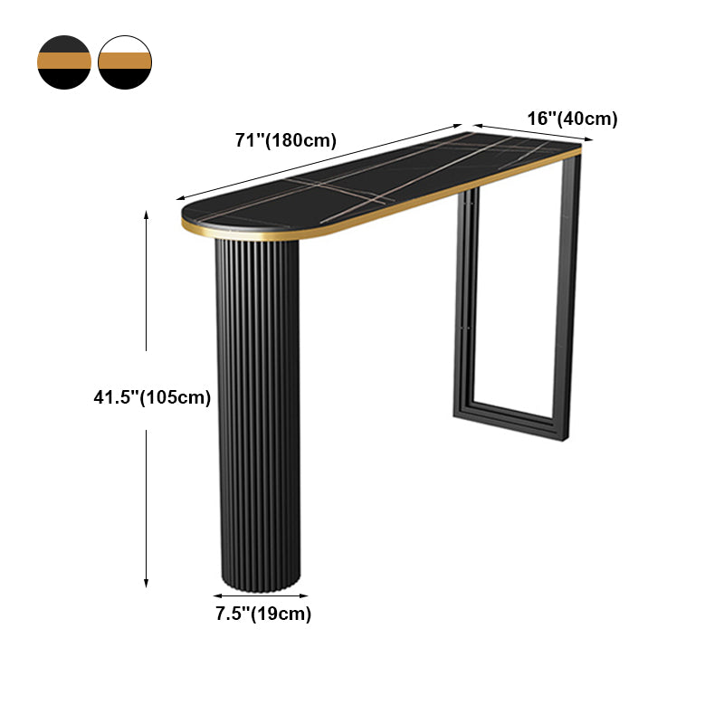 Industrial Bar Table Stone Top Pub Table with Iron Base for Dining Room