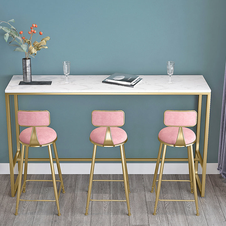 Tavolo da pranzo moderno rettangolo bar in alto tavolo da barra bianca con base di ferro in oro