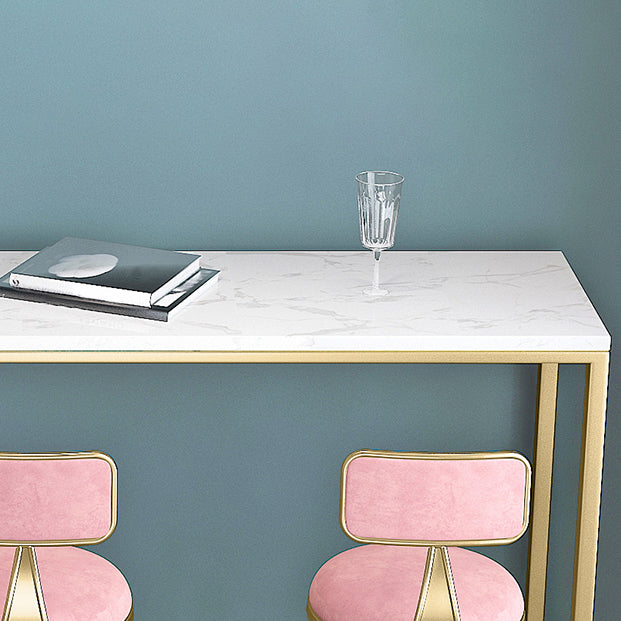 Tavolo da pranzo moderno rettangolo bar in alto tavolo da barra bianca con base di ferro in oro