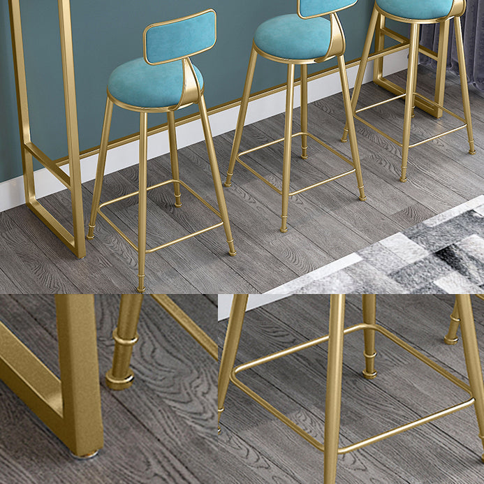 Tavolo da pranzo moderno rettangolo bar in alto tavolo da barra bianca con base di ferro in oro