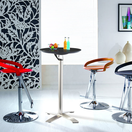 Industrial Folding Metal Bar Table Round Plastic Top 41.3"H Bistro Table