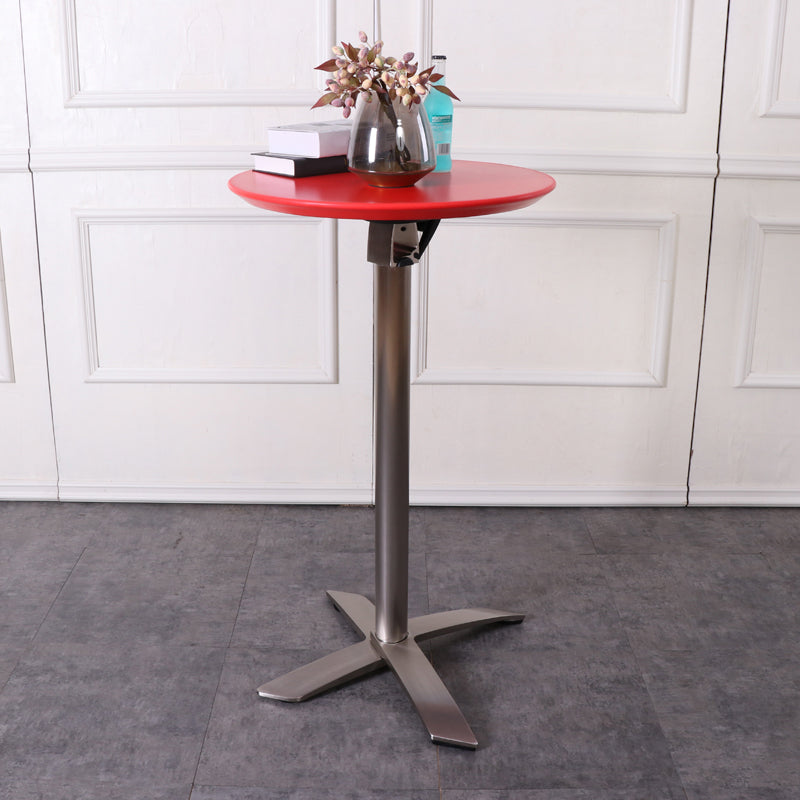 Industrial Folding Metal Bar Table Round Plastic Top 41.3"H Bistro Table