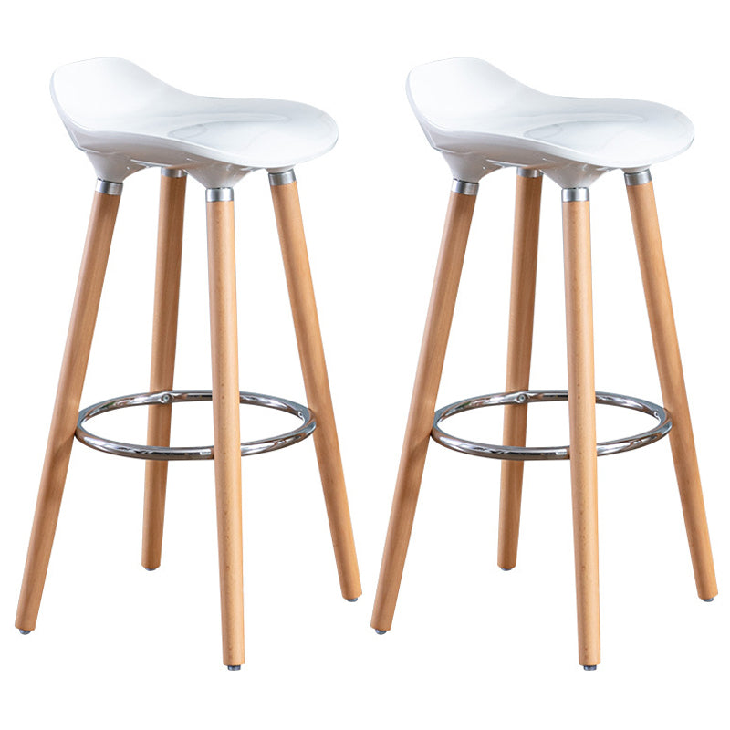 Nordic Style Plastic Seat Barstool 4 Legs Base Minimalism Bar Stool, Set of 2