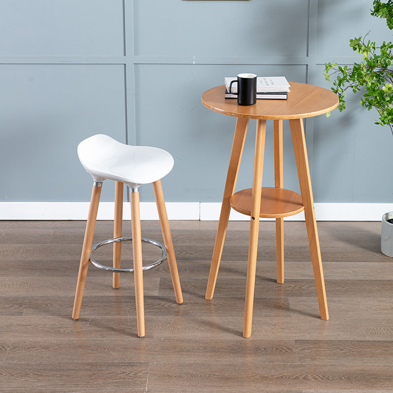 Nordic Style Plastic Seat Barstool 4 Legs Base Minimalism Bar Stool, Set of 2