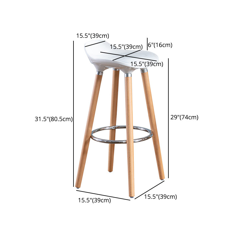 Nordic Style Plastic Seat Barstool 4 Legs Base Minimalism Bar Stool, Set of 2