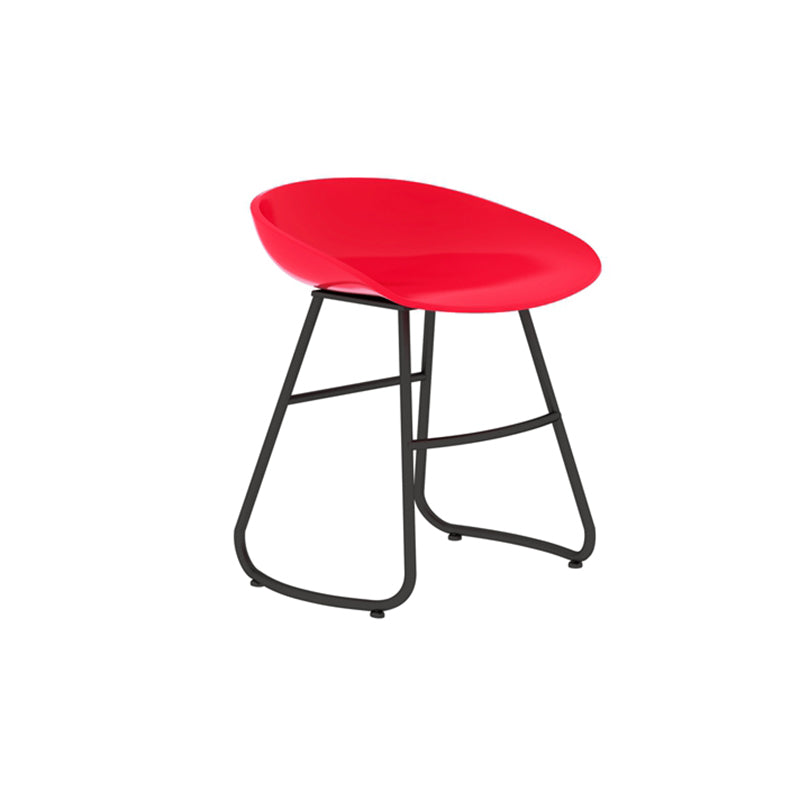 Simple Iron Low Back Barstool Nordic Indoor Tall Stool with Bucket Seat