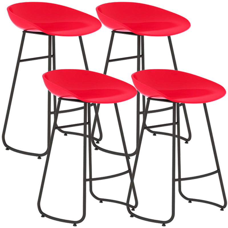 Simple Iron Low Back Barstool Nordic Indoor Tall Stool with Bucket Seat