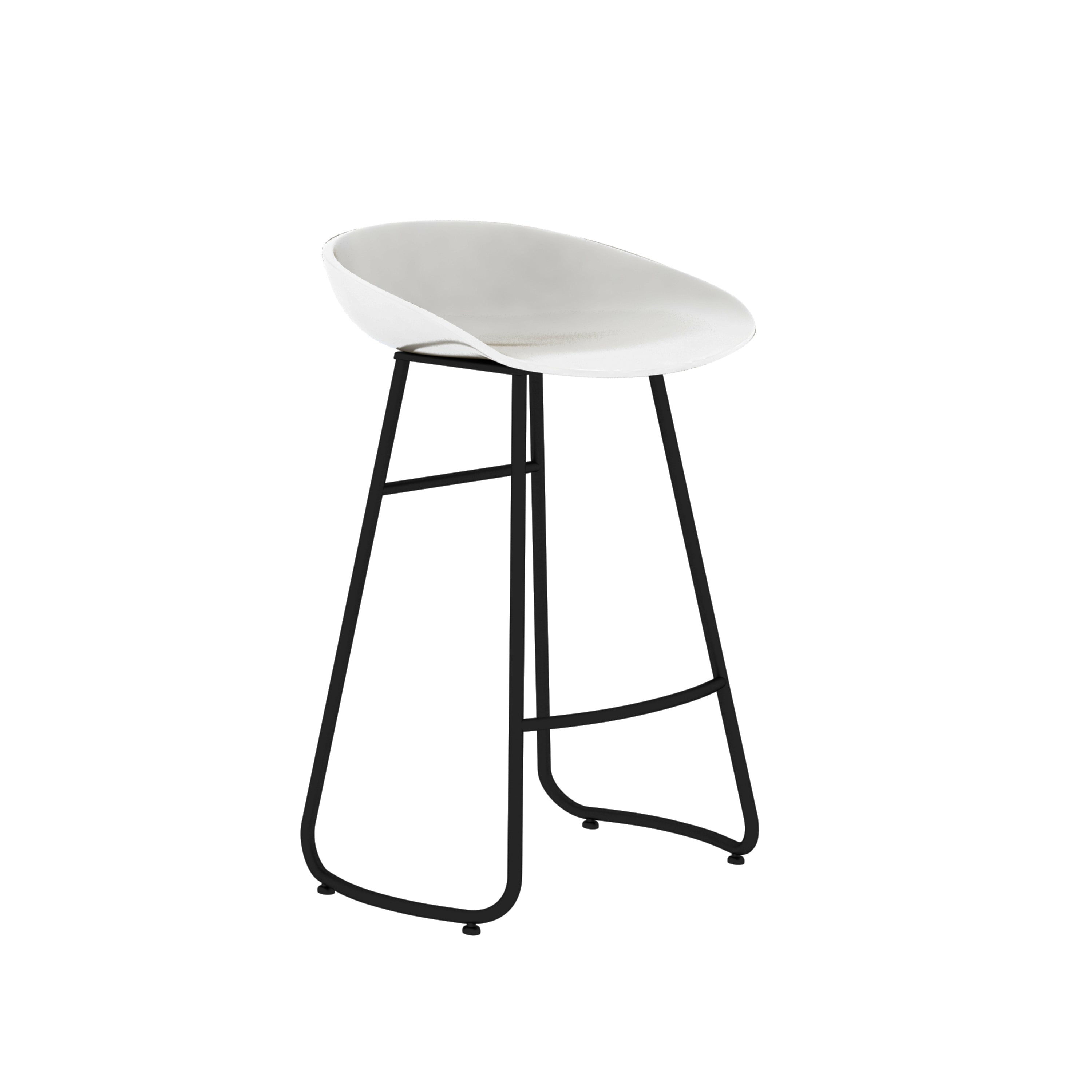 Simple Iron Low Back Barstool Nordic Indoor Tall Stool with Bucket Seat