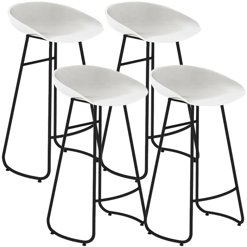 Simple Iron Low Back Barstool Nordic Indoor Tall Stool with Bucket Seat