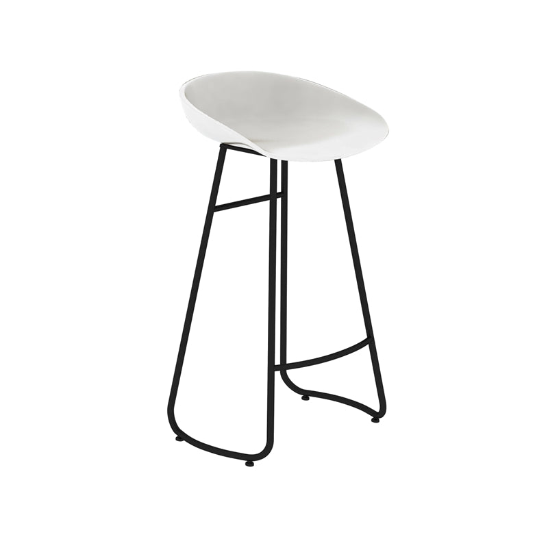 Simple Iron Low Back Barstool Nordic Indoor Tall Stool with Bucket Seat