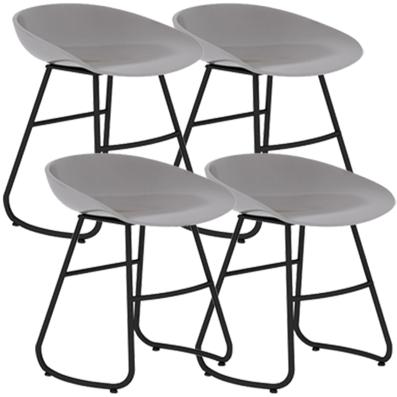 Simple Iron Low Back Barstool Nordic Indoor Tall Stool with Bucket Seat