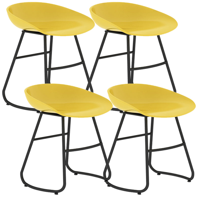 Simple Iron Low Back Barstool Nordic Indoor Tall Stool with Bucket Seat