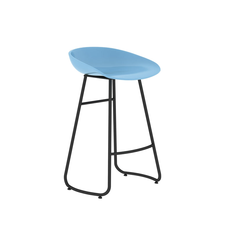 Simple Iron Low Back Barstool Nordic Indoor Tall Stool with Bucket Seat