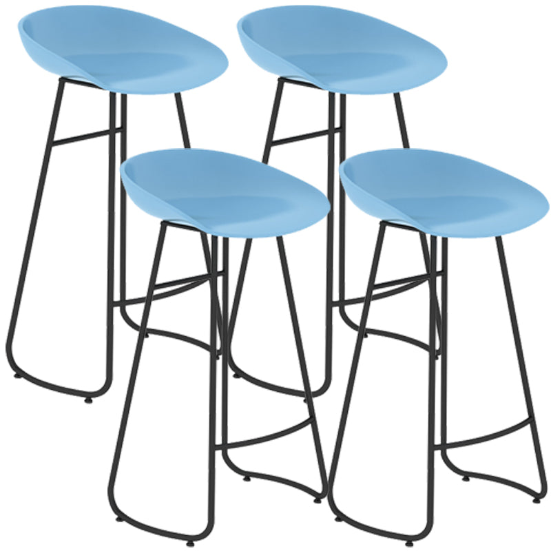 Simple Iron Low Back Barstool Nordic Indoor Tall Stool with Bucket Seat