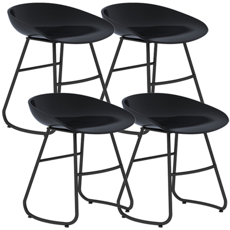 Simple Iron Low Back Barstool Nordic Indoor Tall Stool with Bucket Seat