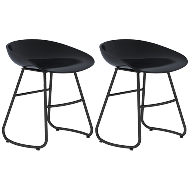 Simple Iron Low Back Barstool Nordic Indoor Tall Stool with Bucket Seat