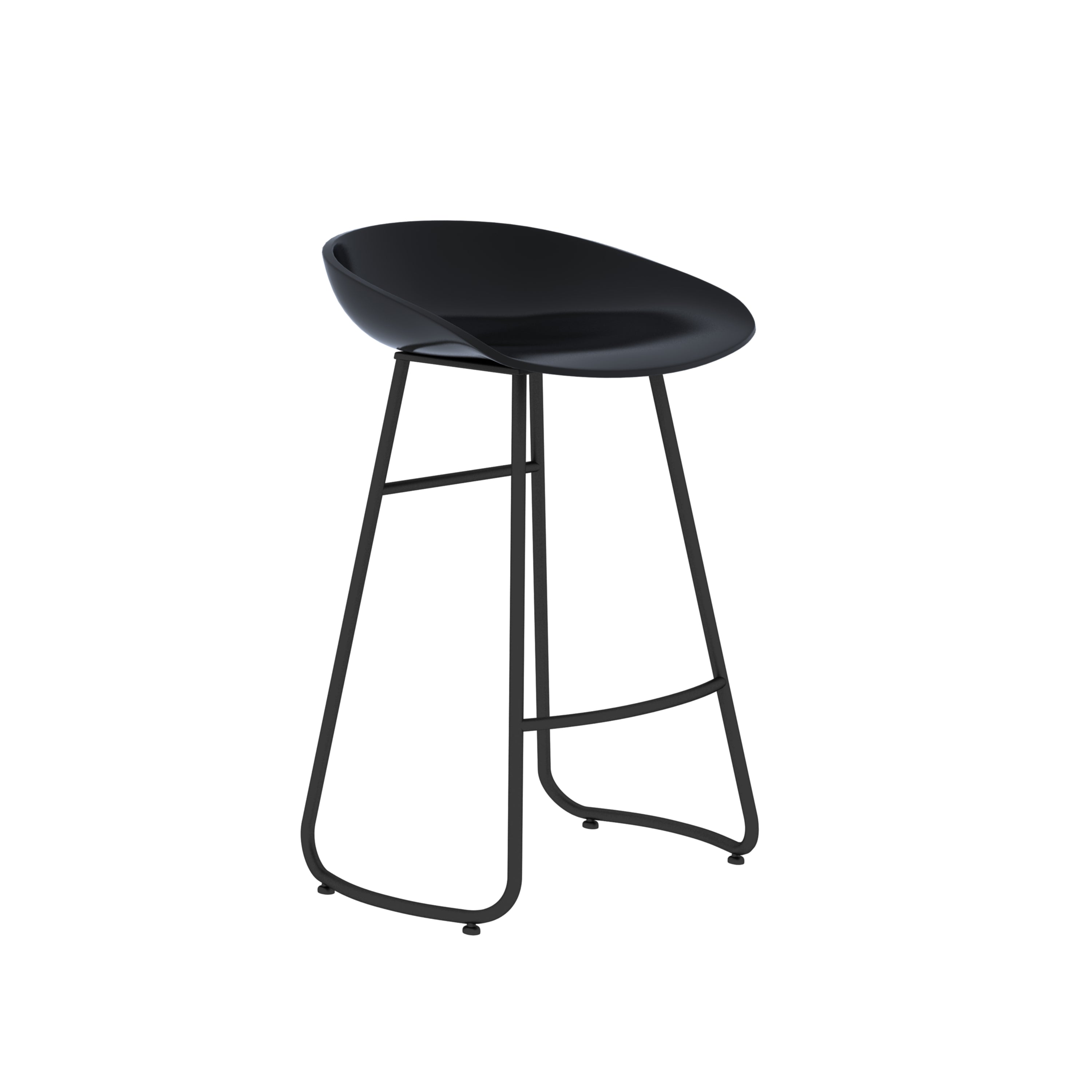 Simple Iron Low Back Barstool Nordic Indoor Tall Stool with Bucket Seat