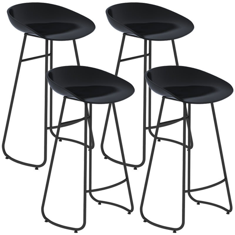 Simple Iron Low Back Barstool Nordic Indoor Tall Stool with Bucket Seat