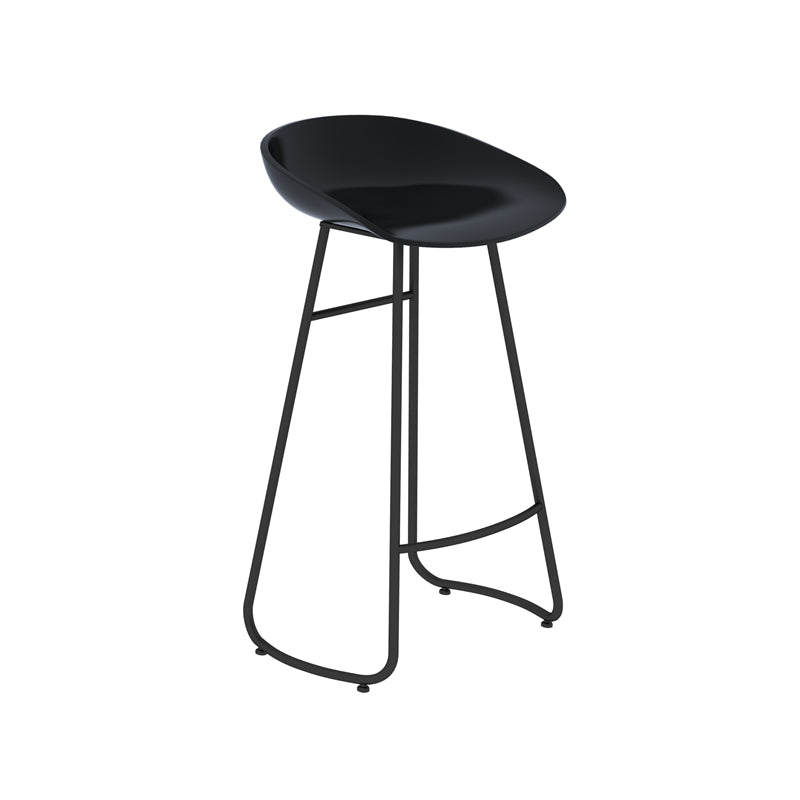 Simple Iron Low Back Barstool Nordic Indoor Tall Stool with Bucket Seat