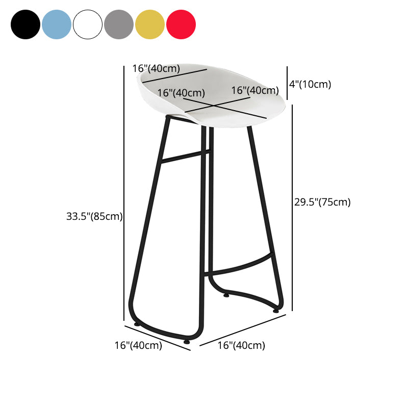 Simple Iron Low Back Barstool Nordic Indoor Tall Stool with Bucket Seat