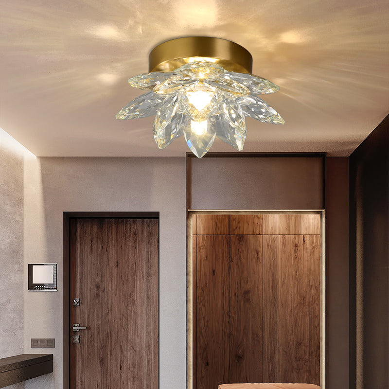 Plafonnier en forme de géométrie moderne en cuivre, 1 lumière, montage encastré avec trou de 3 "de diamètre pour balcon