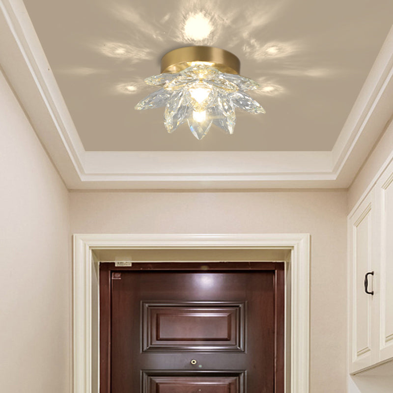 Plafonnier en forme de géométrie moderne en cuivre, 1 lumière, montage encastré avec trou de 3 "de diamètre pour balcon