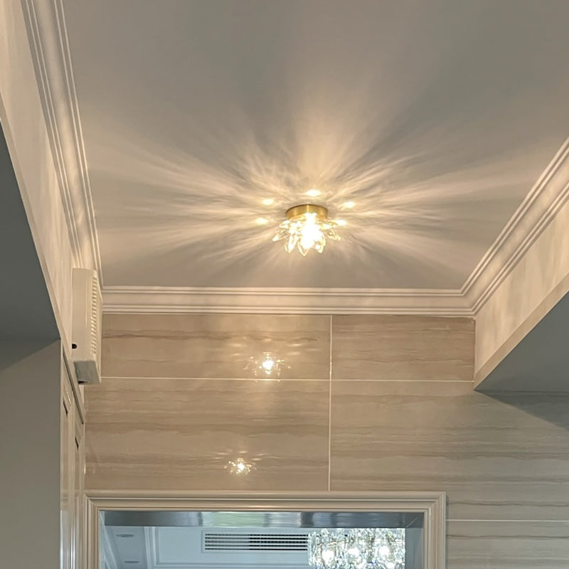 Plafonnier en forme de géométrie moderne en cuivre, 1 lumière, montage encastré avec trou de 3 "de diamètre pour balcon
