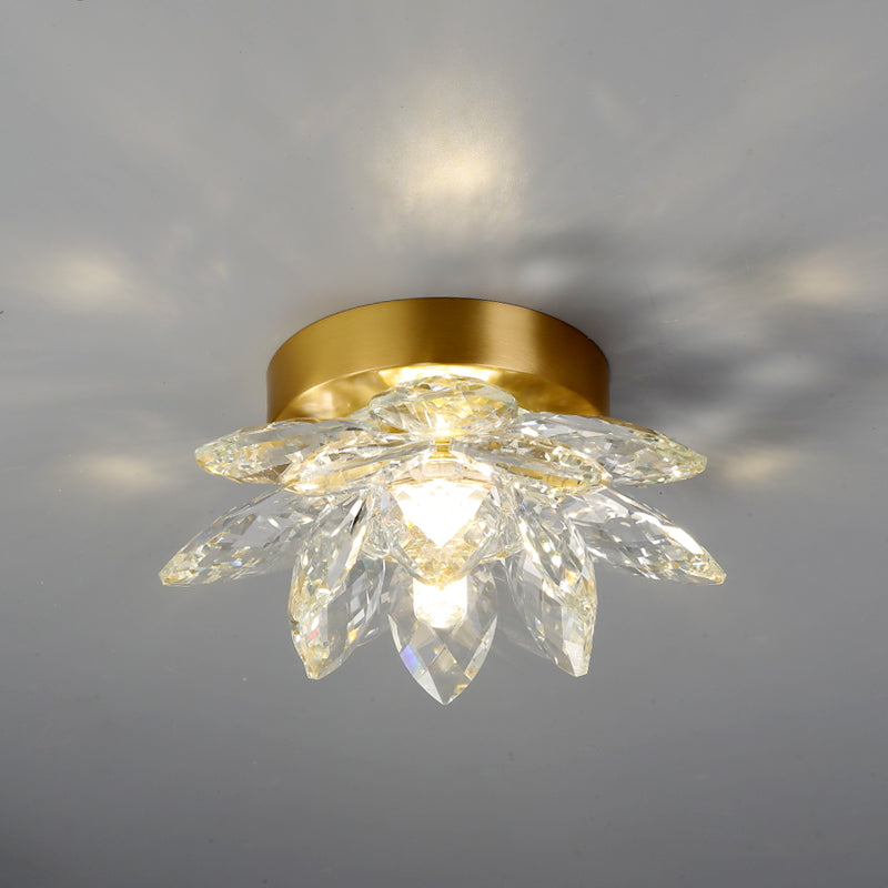 Plafonnier en forme de géométrie moderne en cuivre, 1 lumière, montage encastré avec trou de 3 "de diamètre pour balcon