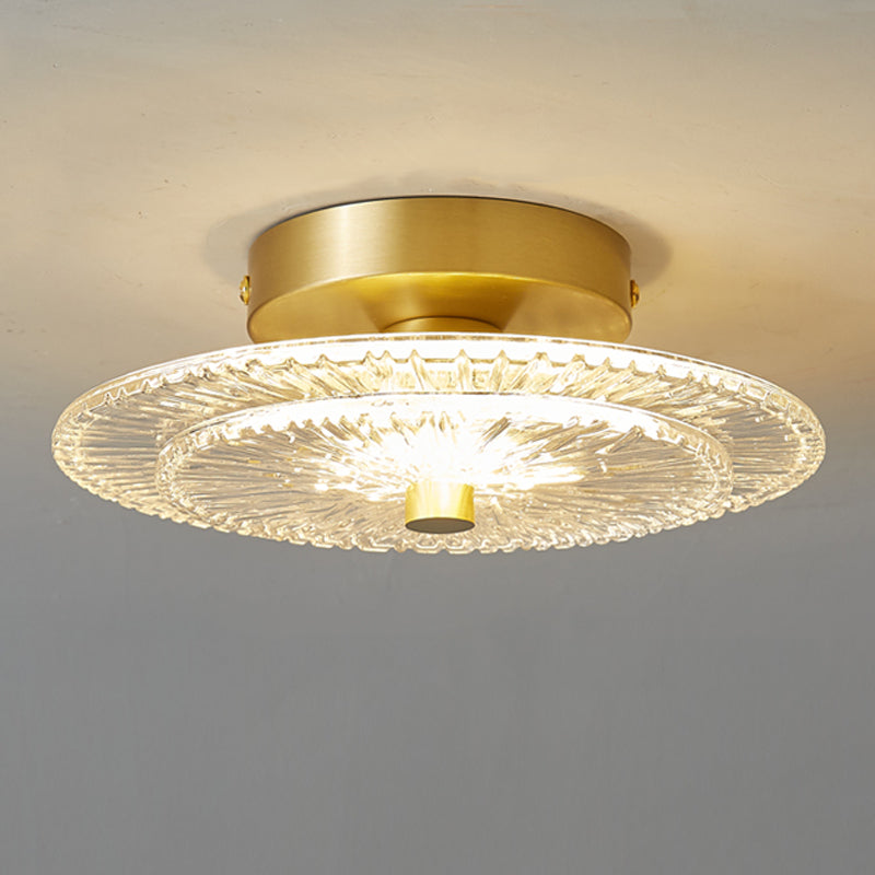 Plafonnier en forme de géométrie moderne en cuivre, 1 lumière, montage encastré avec trou de 3 "de diamètre pour balcon