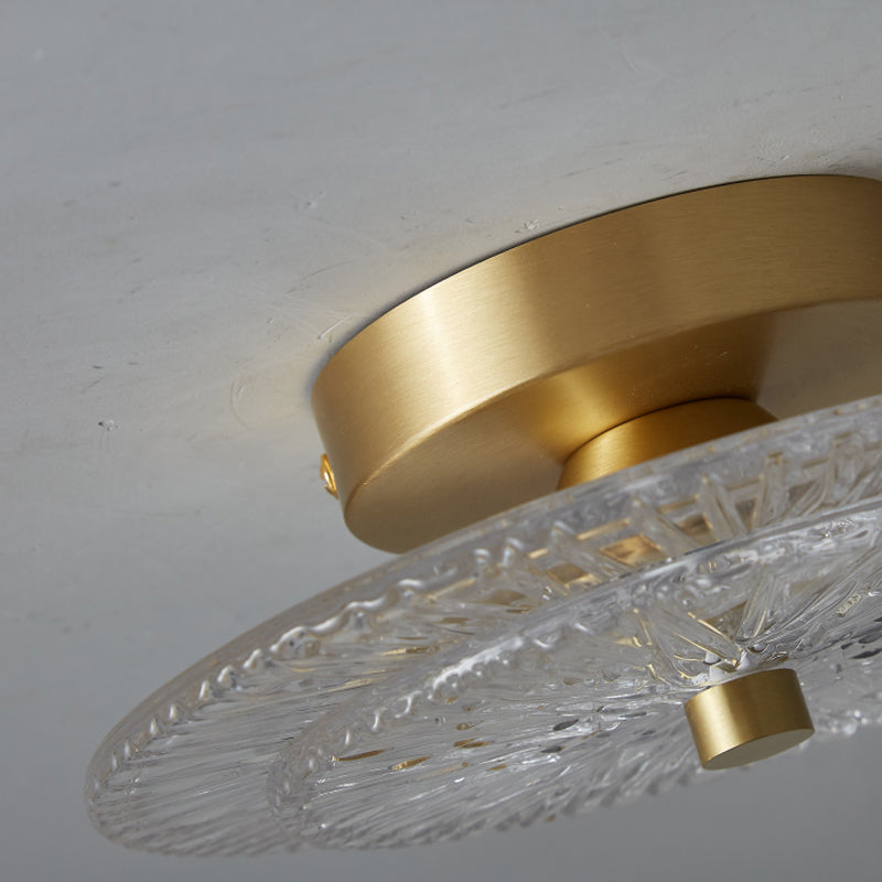 Plafonnier en forme de géométrie moderne en cuivre, 1 lumière, montage encastré avec trou de 3 "de diamètre pour balcon