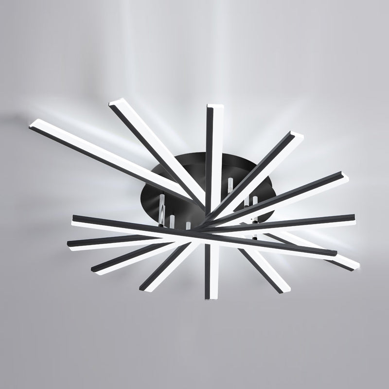 Line Shape LED Ceiling Lamp Modern Iron Flush Mount for Study Bedroom