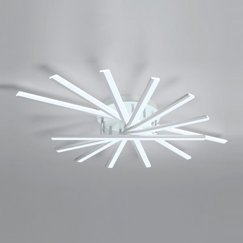 Line Shape LED Ceiling Lamp Modern Iron Flush Mount for Study Bedroom