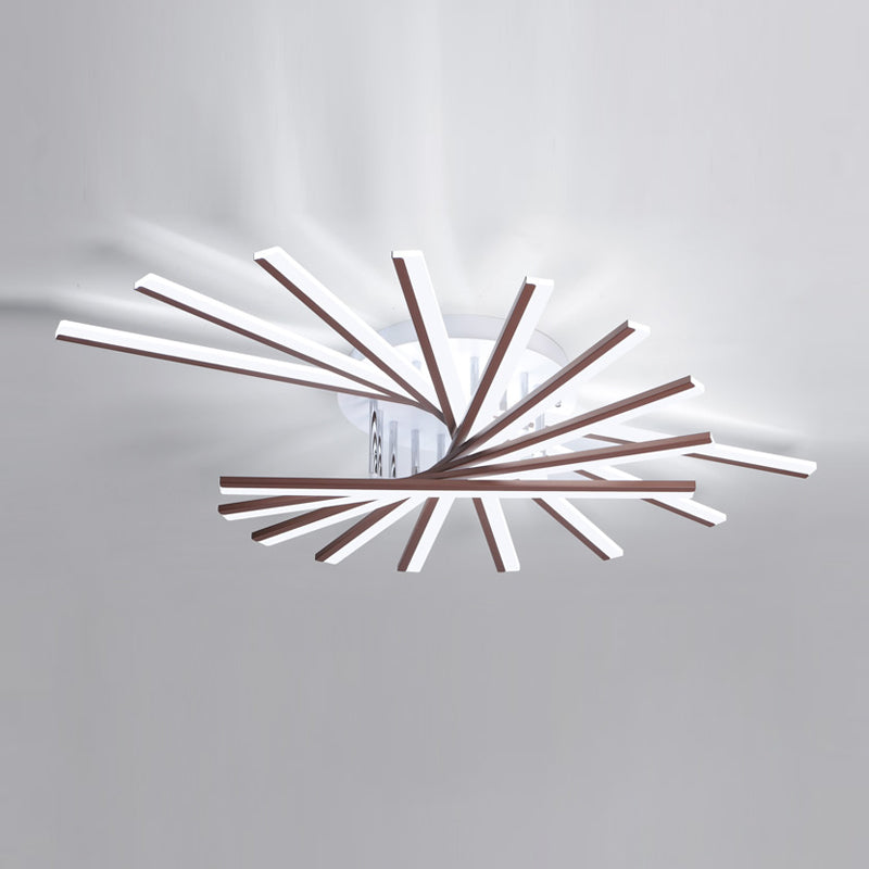 Line Shape LED Ceiling Lamp Modern Iron Flush Mount for Study Bedroom